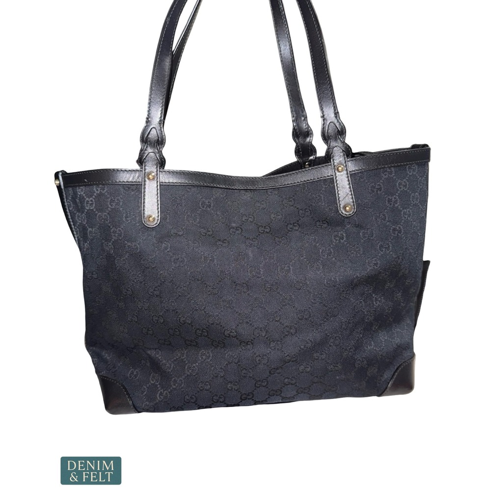 Gucci Monogram Medium Craft Tote Black GG Canvas Leather Shoulder Bag 247209 - Picture 5 of 16